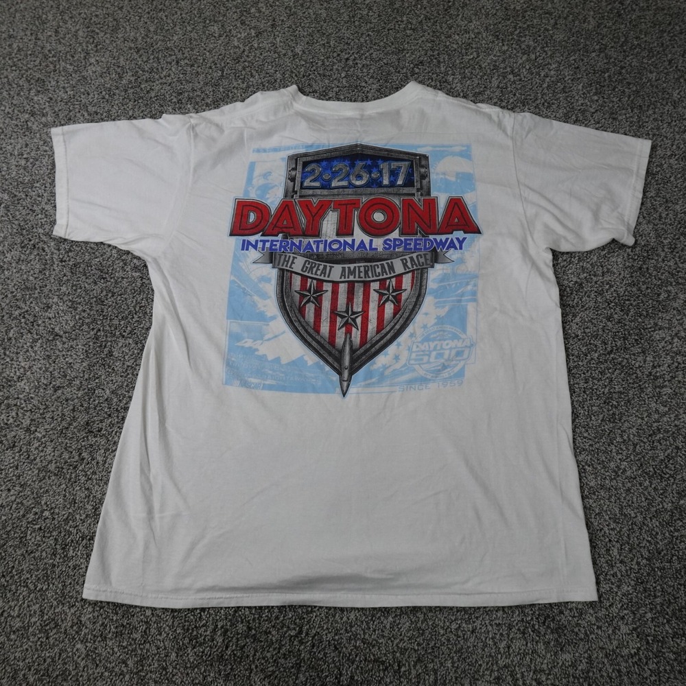 Nascar Shirt Mens‎ Large White Fanatics Daytona 500 Racing Racecar Speedway Logo